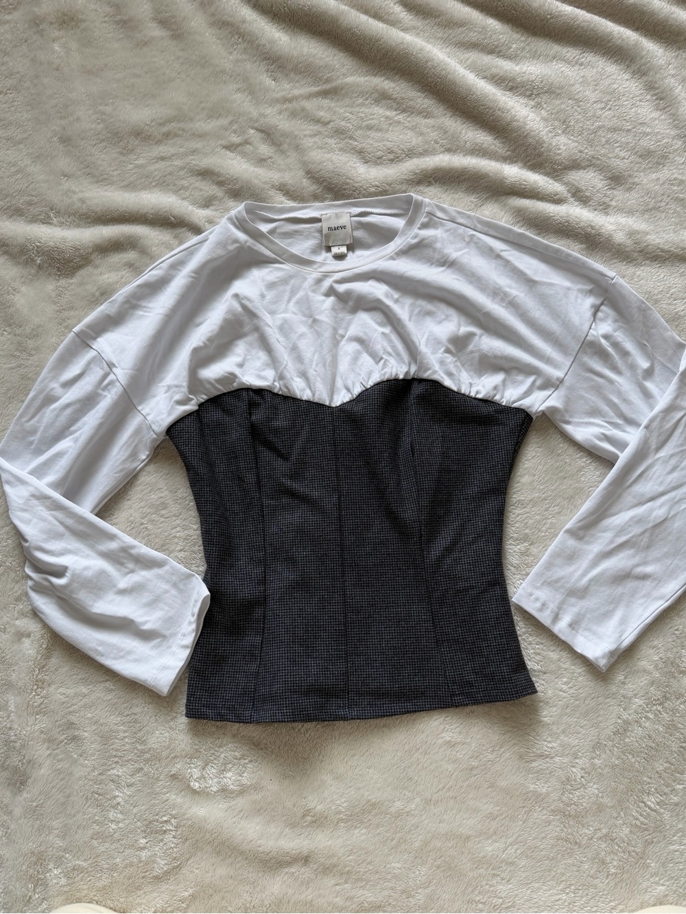 Maeve by Anthropologie Corset Illusion Long Sleeve Top – Size Small